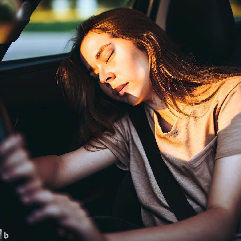 Woman sleeping in car